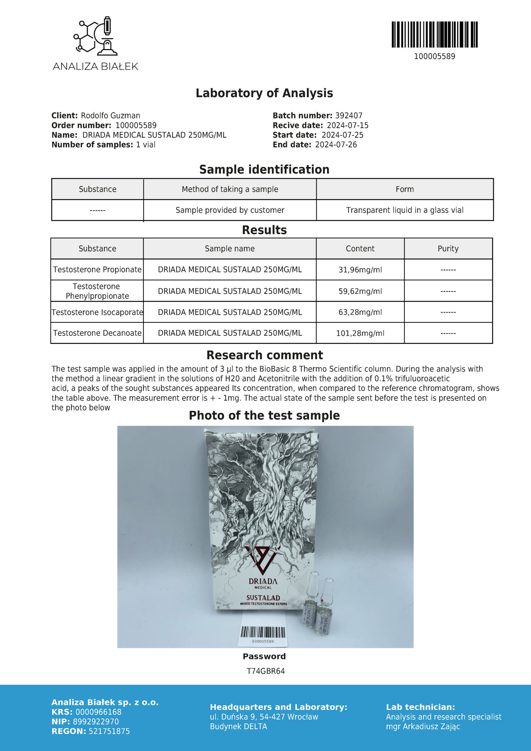 Sustalad 250 mg/ml (Sustanon 250) 10 ml vial - Imagen 4