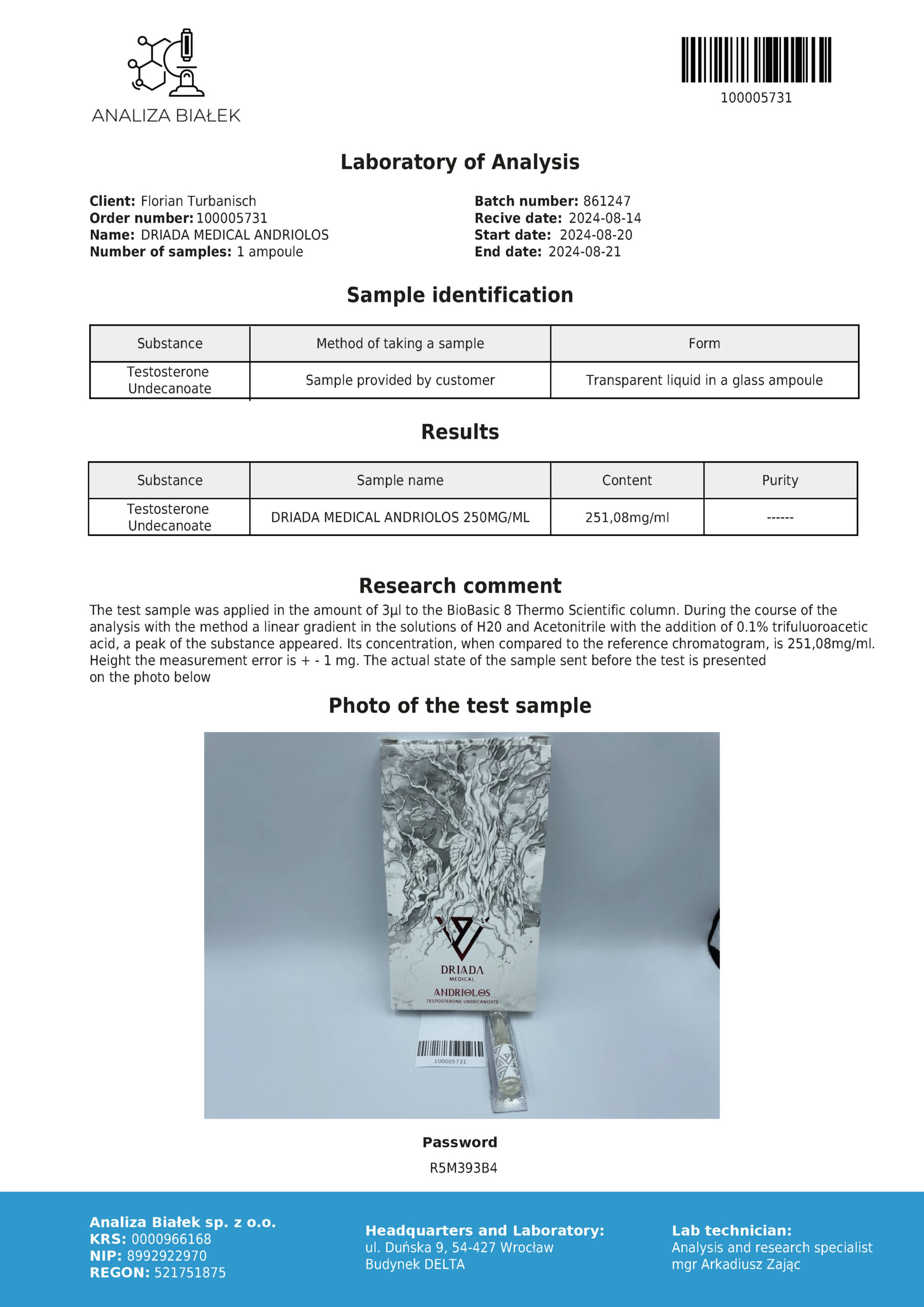 Andriolos 250 mg/ml (Testosterone Undecanoate) - Image 4