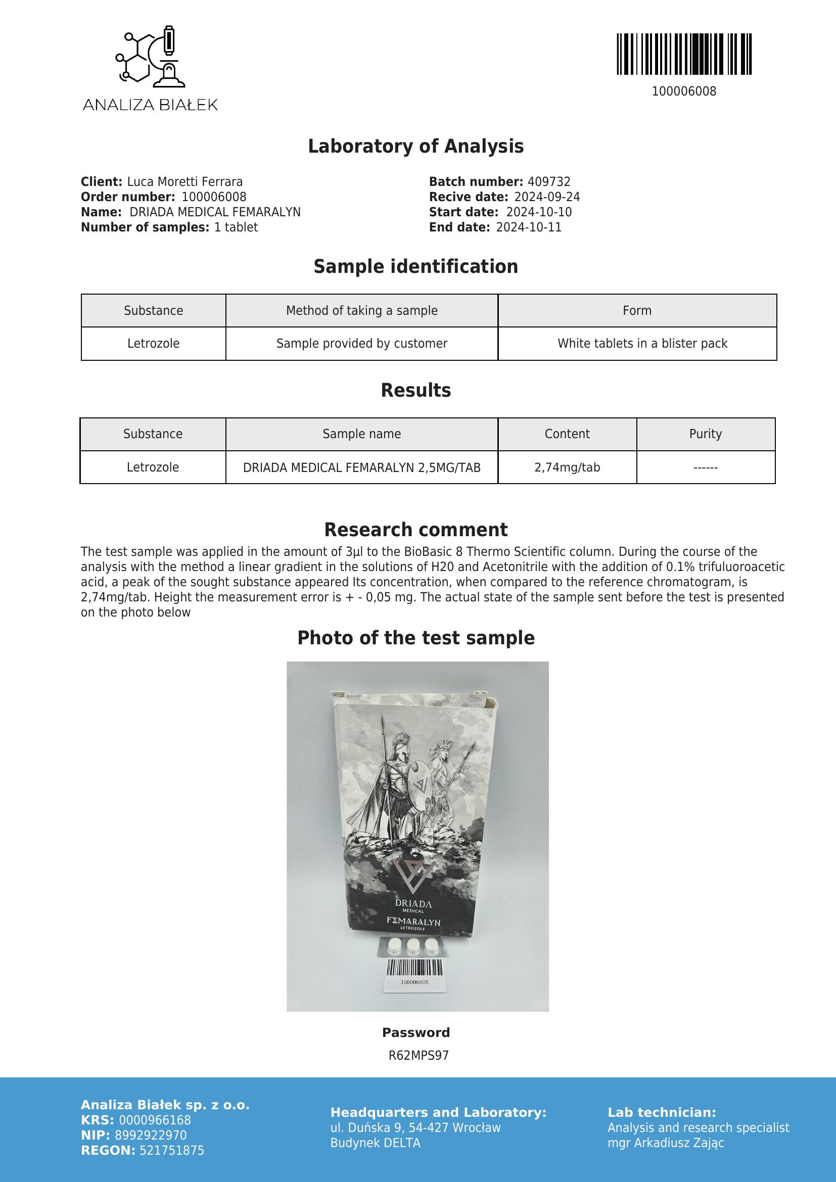Femaralyn 2,5 mg - Letrozol - Femara - Afbeelding 2
