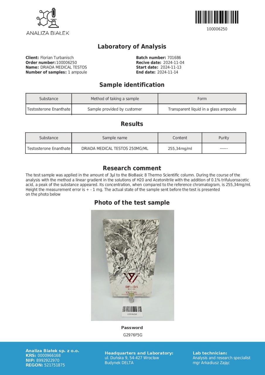 Testos 250 mg/ml (Testosterone Enanthate) - Image 2
