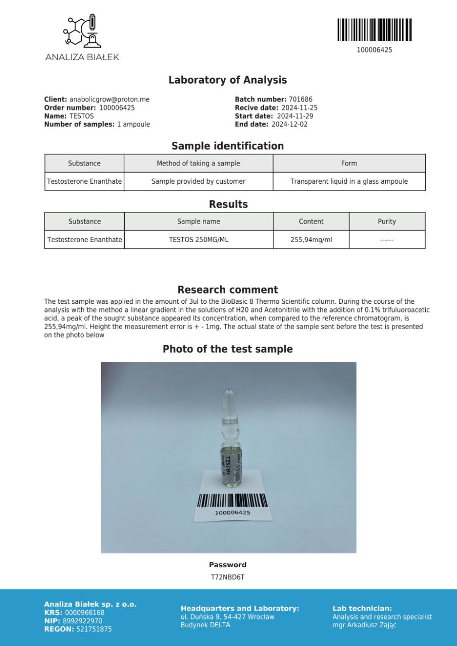 Testos 250 mg/ml (Testosterone Enanthate) - Image 5