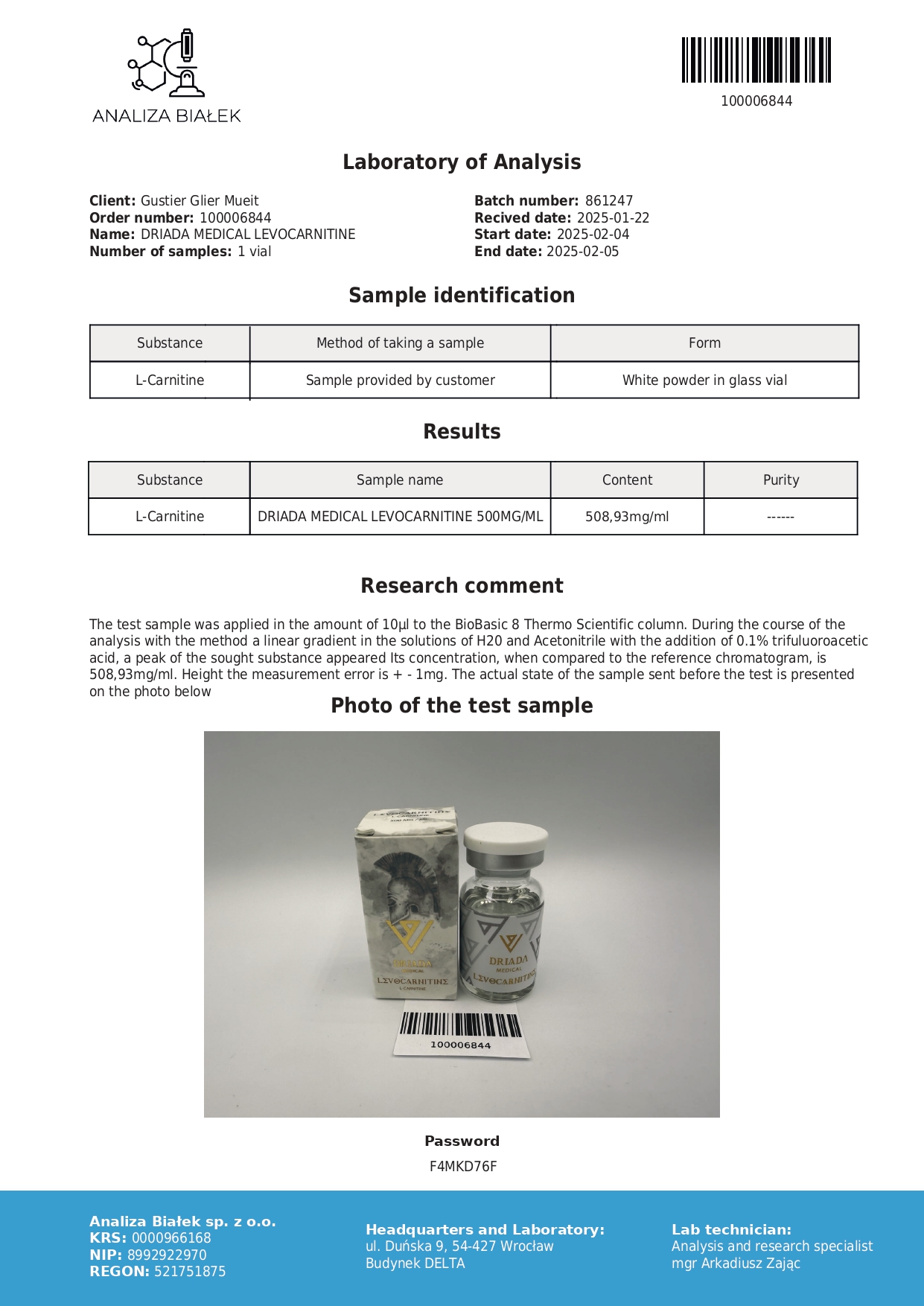 Levocarnitina 500 mg/ml (L-carnitina) vial de 10 ml - Imagen 5