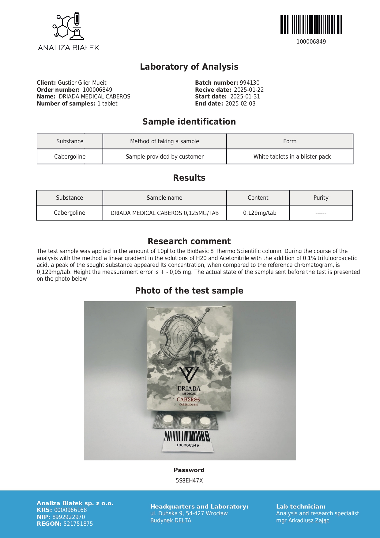 Caberos (Cabergoline) 0.125mg - Image 4