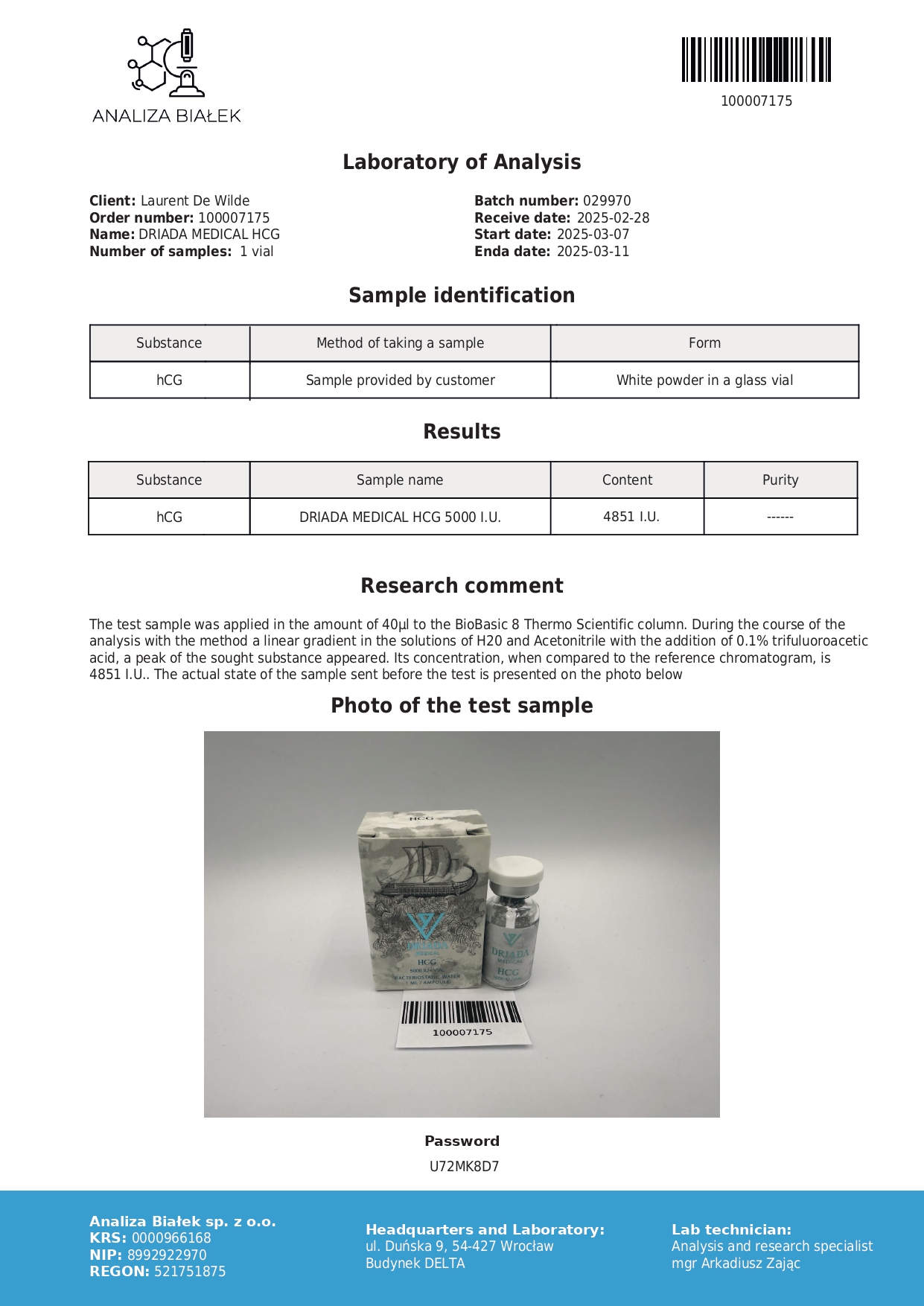 HCG 5000iu - Human Chorionic Gonadotropin - Gonase - Image 2