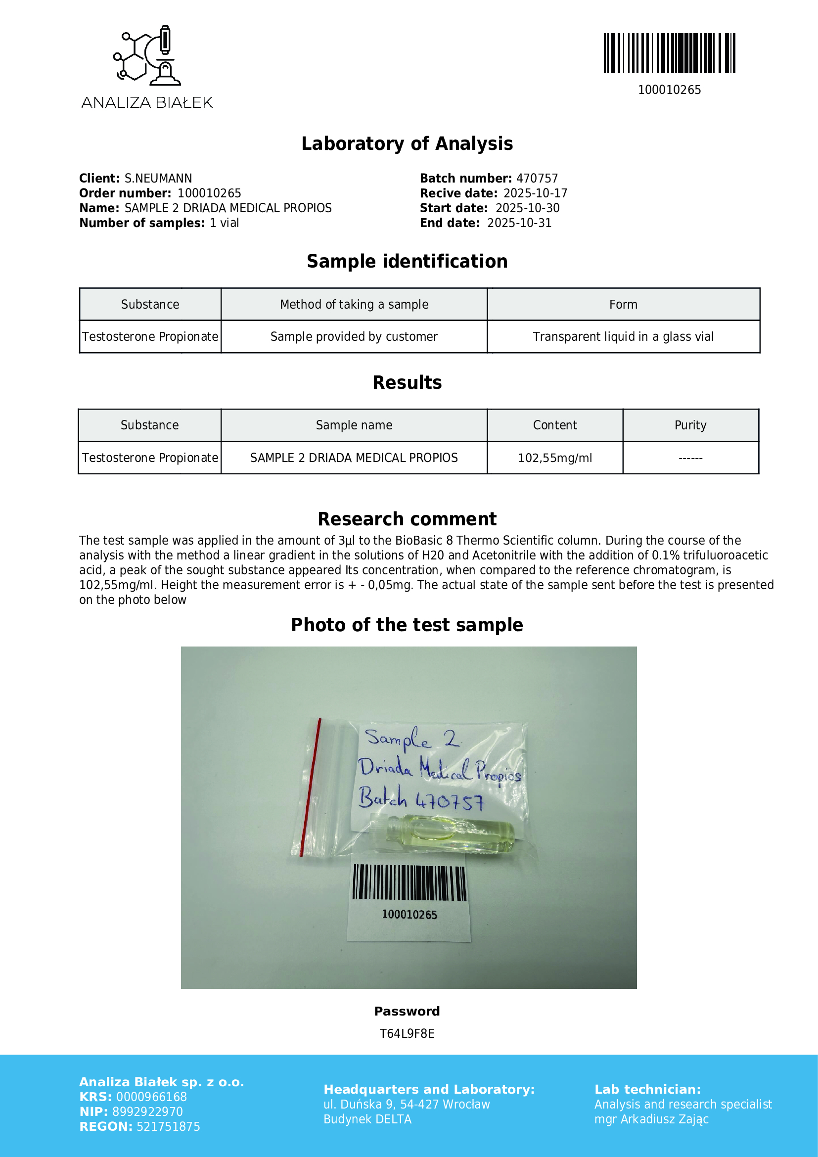 Propios 100 mg/ml (propionato de testosterona) vial de 10 ml - Imagen 4
