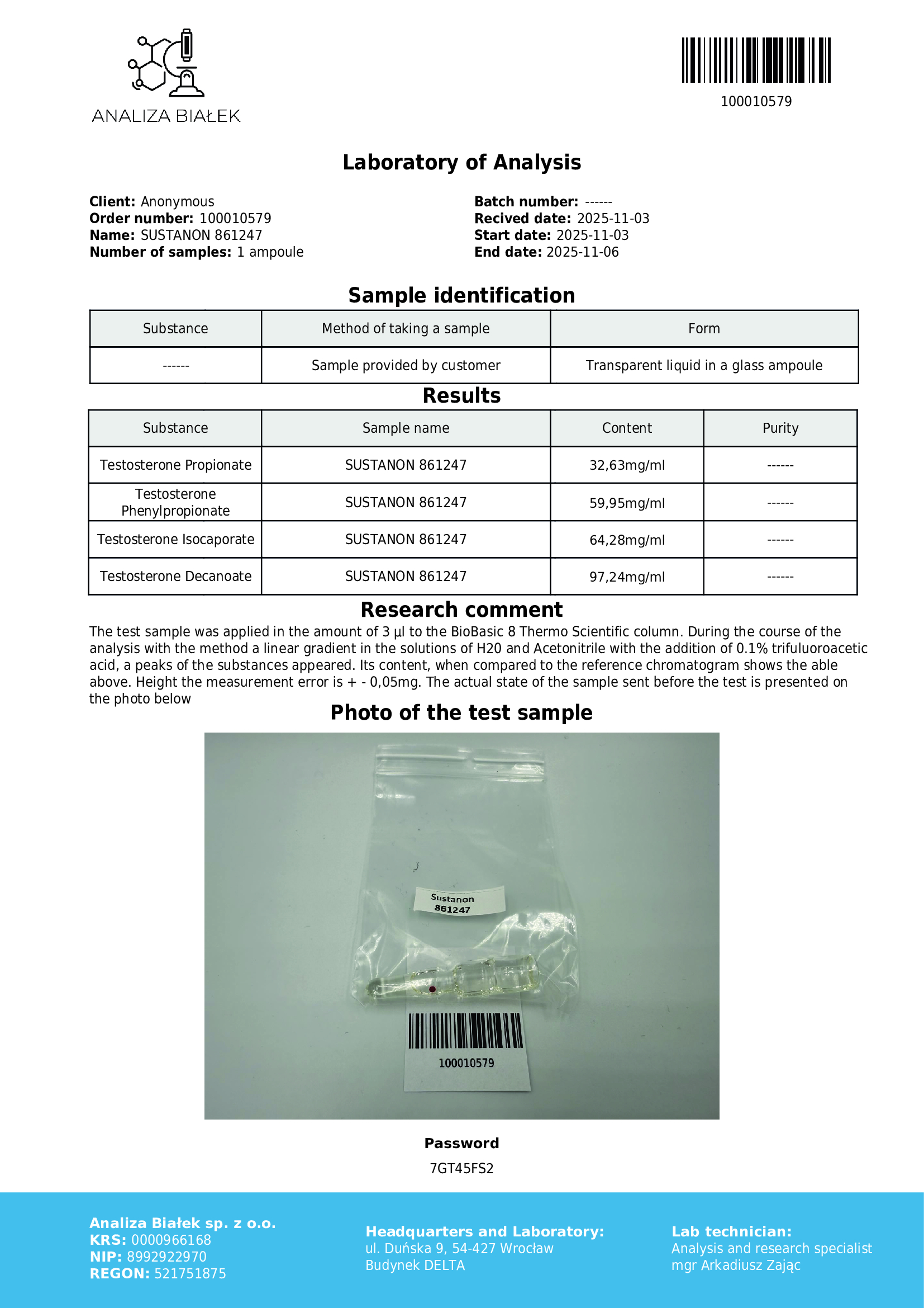 Sustalad 250 mg/ml (Sustanon 250) 10 ml vial - Imagen 3