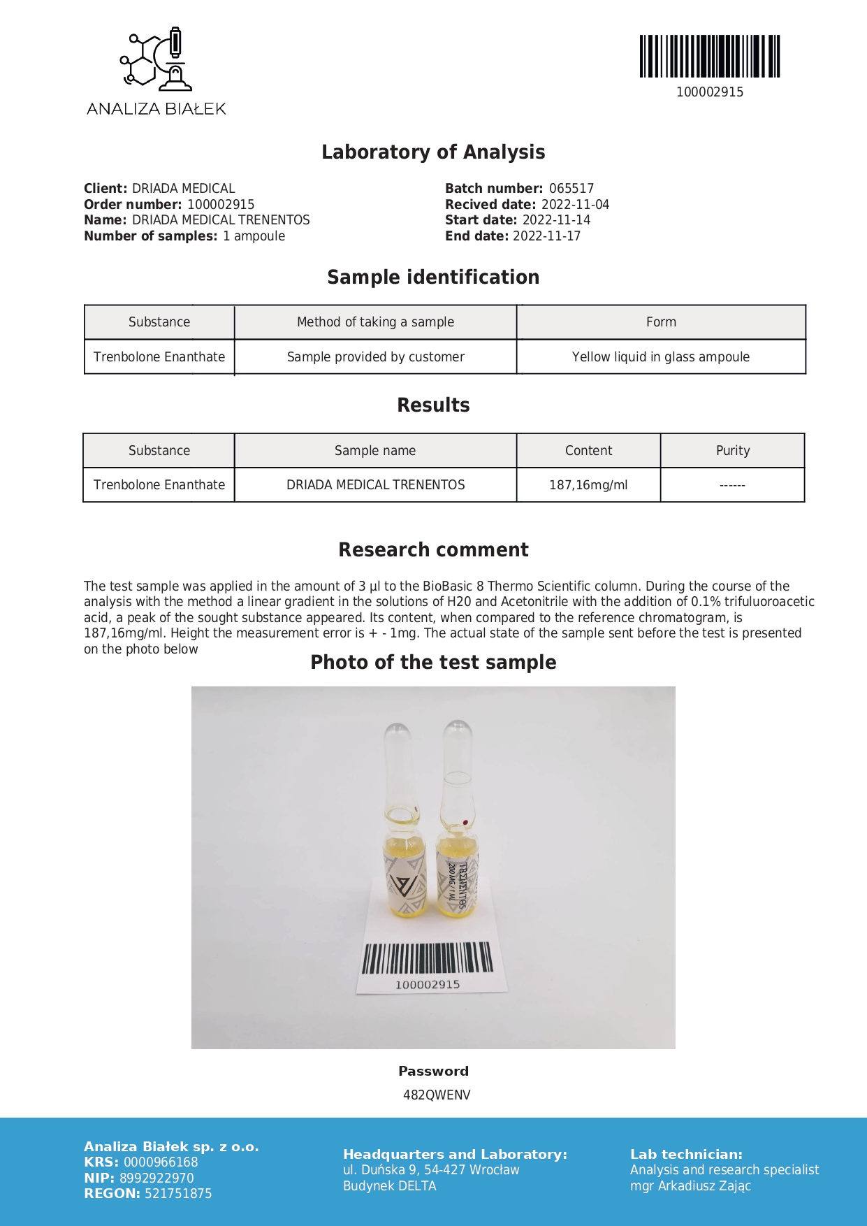 Trenentos 200 mg/ml (Enantato de trembolona) vial de 10 ml - Imagen 4
