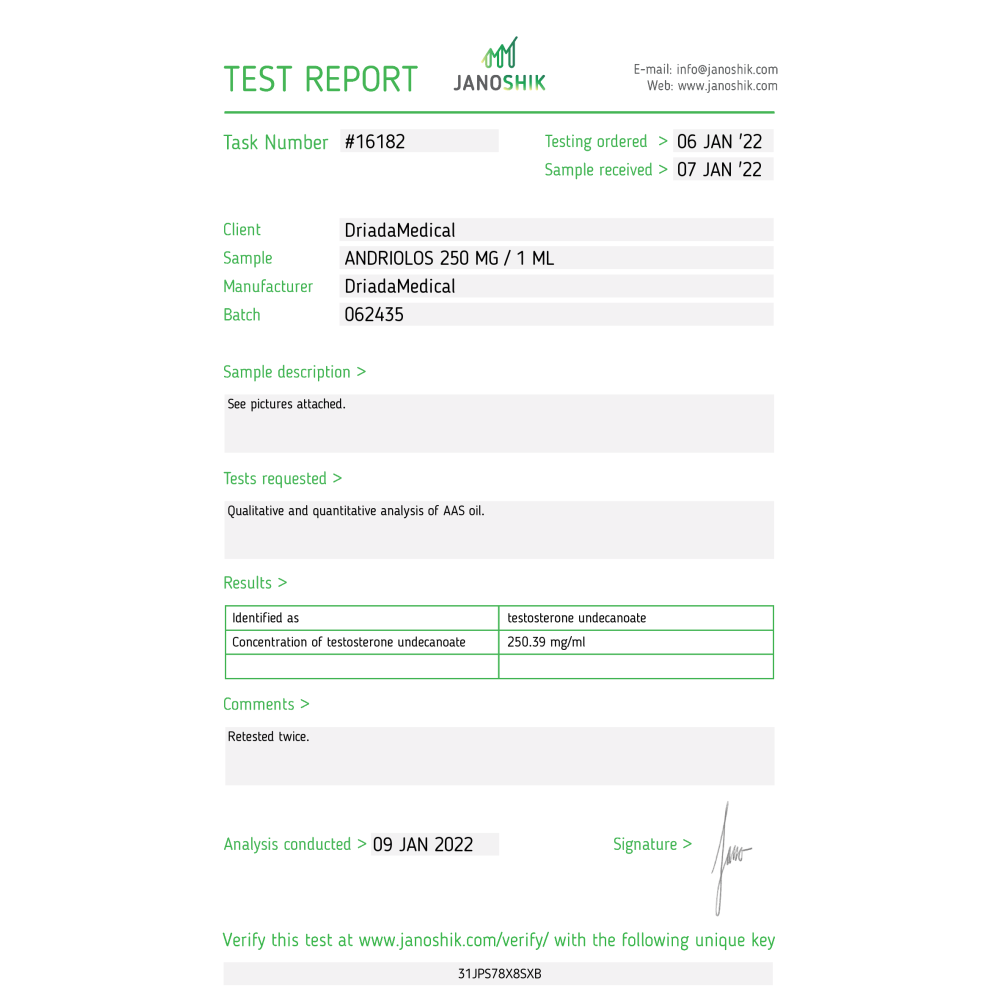 Andriolos 250 mg/ml (Testosterone Undecanoate) - Image 2
