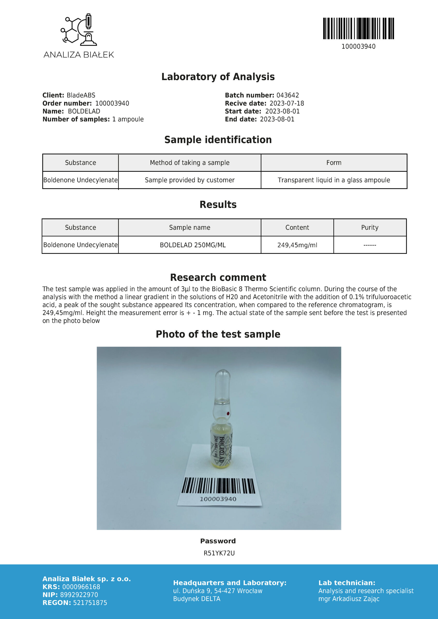 Boldelad 250 mg/ml (Boldenone Undecylenate-EQ) - Afbeelding 5