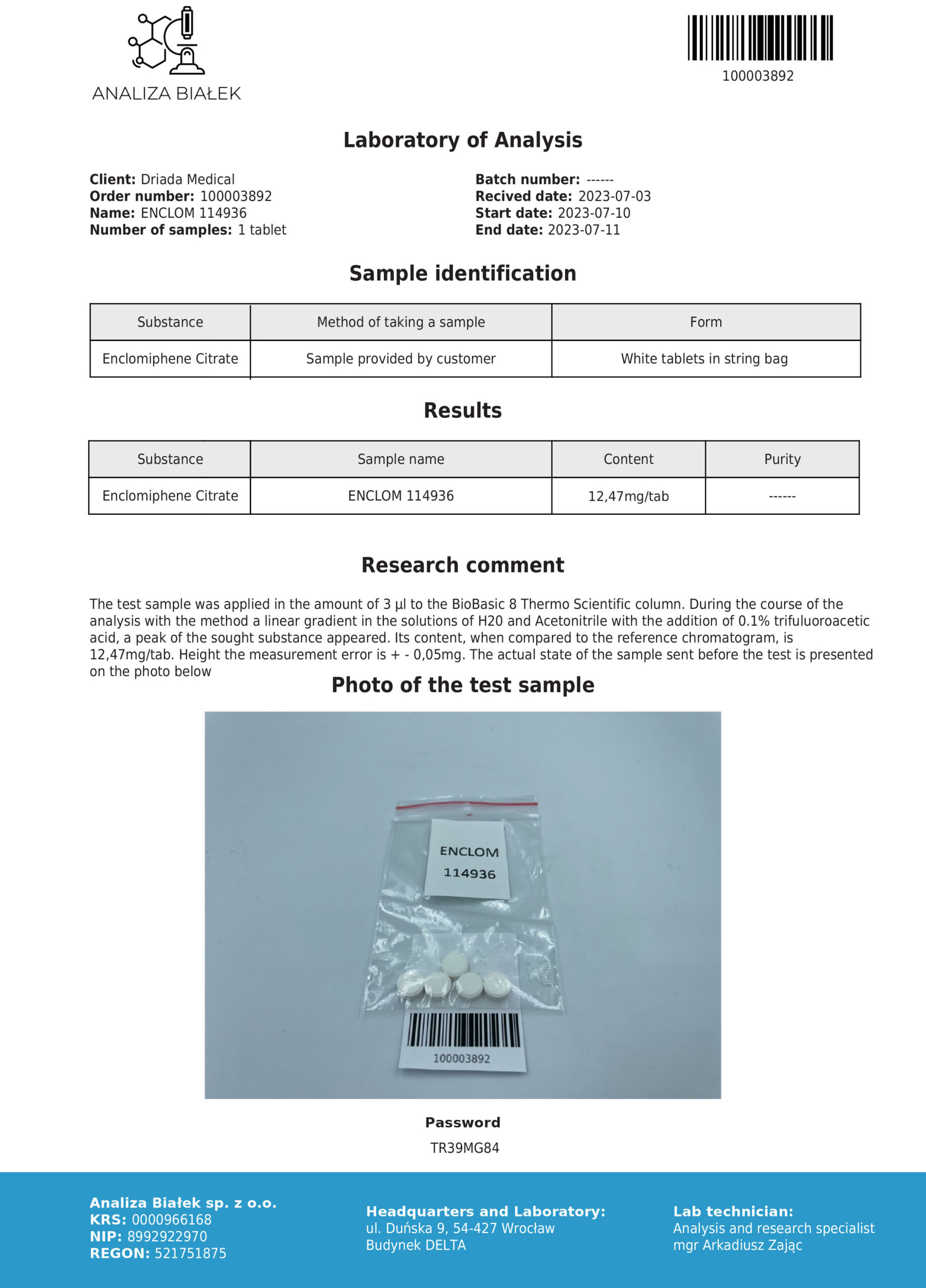 Enclomilad 12.5 mg (Enclomifene citrate) - Image 2