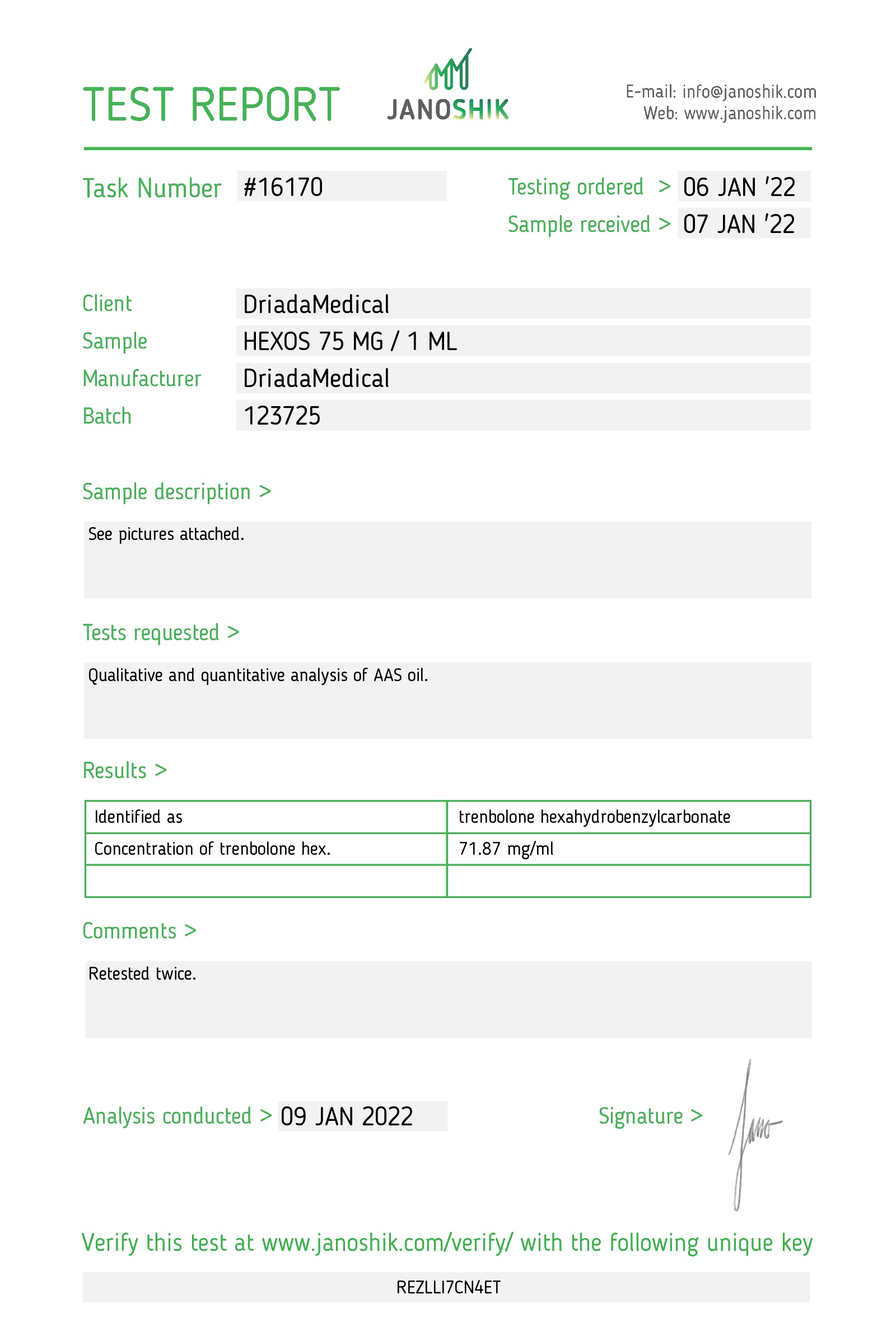 Hexos 75 mg/ml (hexahydrobencilcarbonato de trembolona) vial de 10 ml - Parabolan - Imagen 4