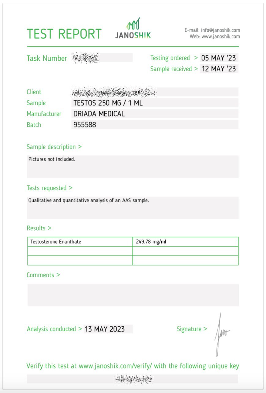 Testos 250 mg/ml (testosteron-enantaat) 10 ml flacon - Afbeelding 2