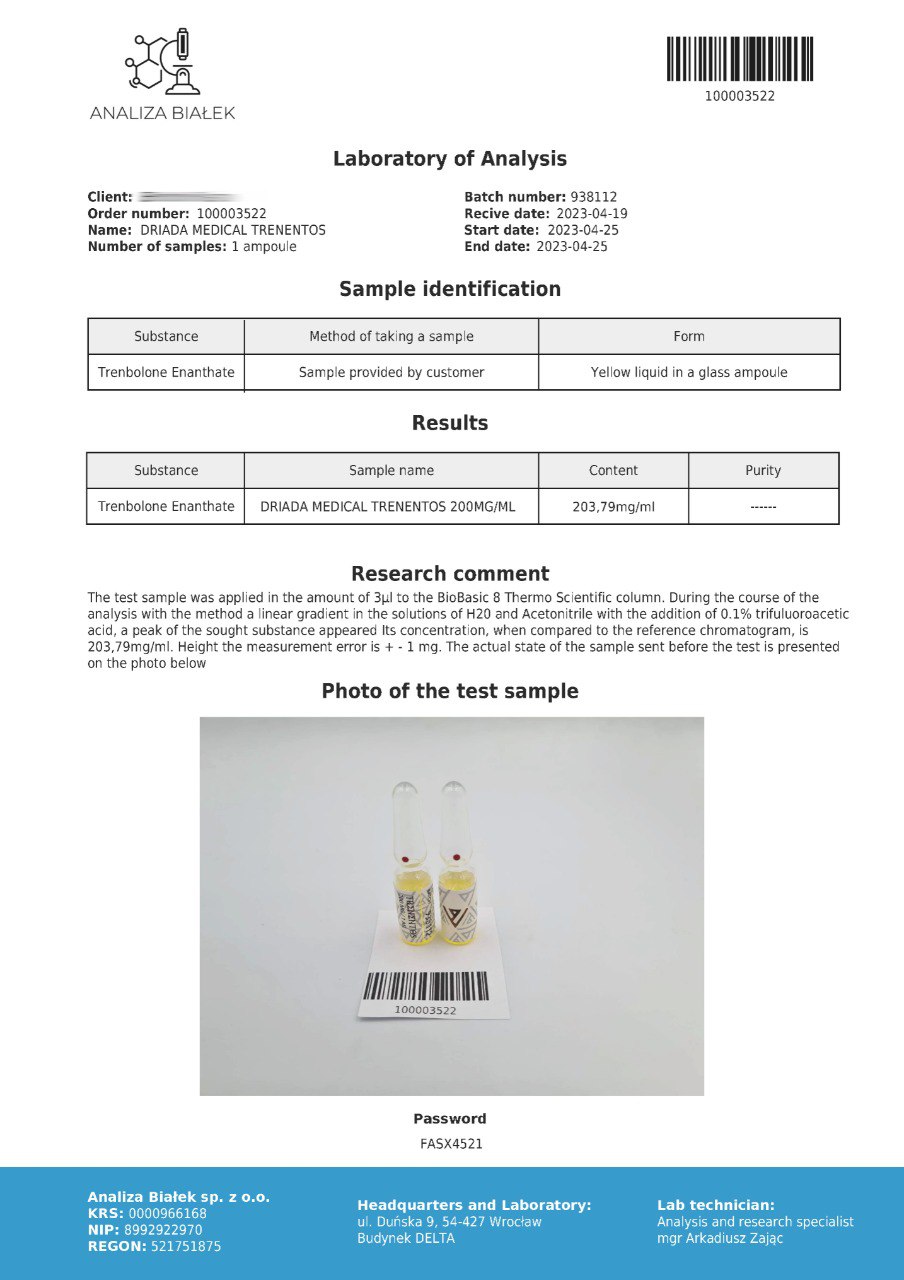 Trenentos 200 mg/ml (Enantato de trembolona) vial de 10 ml - Imagen 5