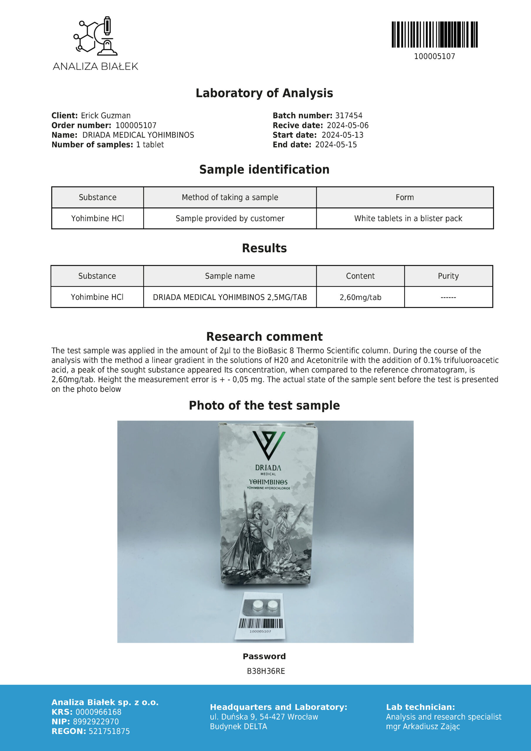Yohimbinos 2.5mg (Yohimbine Hydrochloride) Yohimbina cloridrato - Image 2