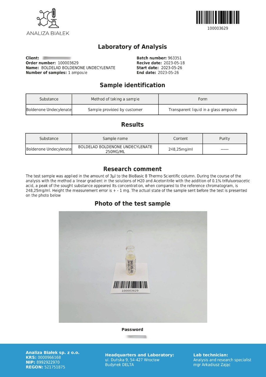 Boldelad 250 mg/ml (boldenona undecilenato) 10 ml EQ - Imagen 5